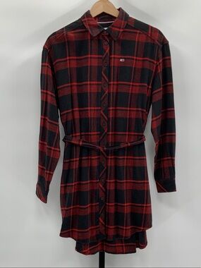 Tommy Hilfiger Red and Black Plaid Shirt Dress